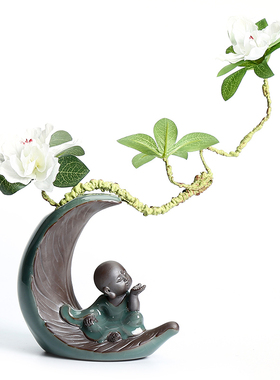 创意中式禅意陶瓷小和尚家居摆件