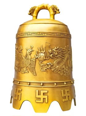 黄铜屋檐寺庙挂件龙凤铜钟
