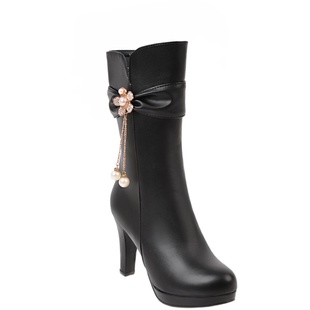 2025秋冬季新款短靴骑士靴中筒靴女靴子高筒靴高跟鞋粗跟长靴女鞋