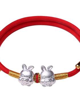 足银生肖小兔子本命年双兔添贵