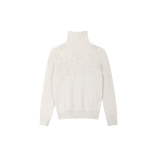 MANNALA丨“提拉米苏”温柔清雅雕琢镂空美丽诺羊毛高领毛衣Q4807