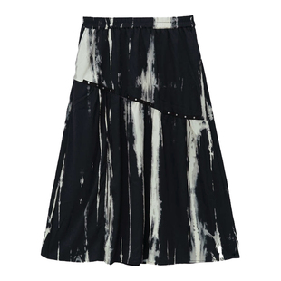 it'real瑞尔春季新款复古晕染中长款伞裙裙子女下装女装