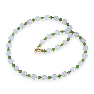 若华珠宝清也 满天星和田玉碧玉项链女18K金白玉锁骨链玉石吊坠