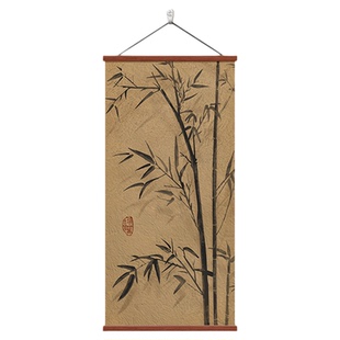 宋代美学竹子挂画新中式书房茶室竖版装饰画竹报平安走廊玄关壁画