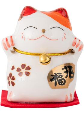 迷你陶瓷招财猫纳福kt猫办公室收银台车载桌面小摆件装饰饰品礼物
