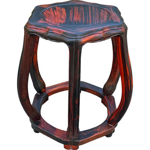 红木圆鼓凳缅甸花梨木古筝凳大红酸枝木换鞋凳中式实木凳梳妆凳子