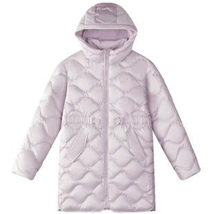FILA KIDS斐乐童装儿童羽绒服冬季款女童中长款保暖休闲连帽外套