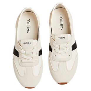 MILLIE'S/妙丽芭蕾厚底德训鞋女2026夏百搭休闲板鞋透气内增高
