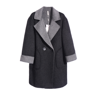 2025新款羊驼毛手工双面羊绒大衣女中款韩系宽松显瘦羊毛呢子外套