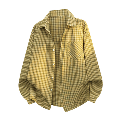 班尼路秋款休闲百搭格子长袖衬衫