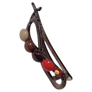 撞色圆珠花朵扭扭夹女高级感一字抓夹2026新款后脑勺大号发夹发饰