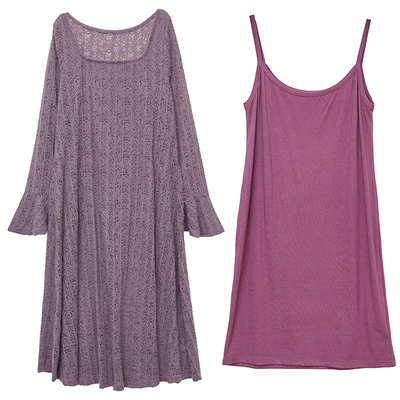 DM100法式蕾丝罩衫吊带裙两件套