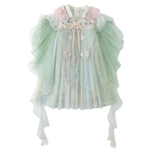 女童汉服公主裙夏季2026新款儿童国风雪纺连衣裙女孩超仙刺绣襦裙