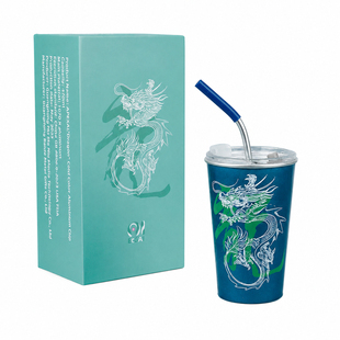 【限定款龙杯】啤酒杯变色铝杯龙年生肖温感杯子杯含杯盖吸管