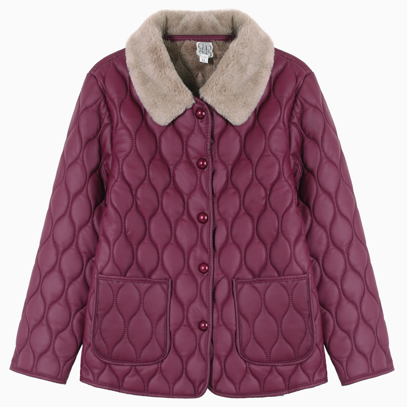 菱格加绒皮衣女冬装2025新款妈妈夹棉PU皮外套中年显瘦小香风棉衣