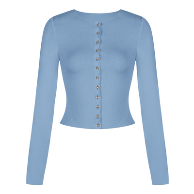 ITSNIKAR 法式白色V领针织衫女秋冬性感修身长袖打底衫紧身短上衣