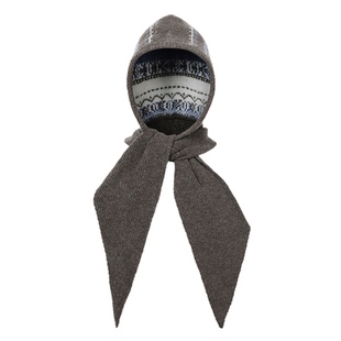 IIING帽控 川西旅游拍照费尔岛风围巾帽子女冬保暖针织巴拉克拉帽