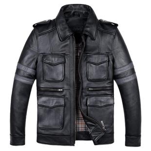 生化危机真皮皮衣男士头层牛皮外套M65猎装翻领机车皮夹克秋冬潮