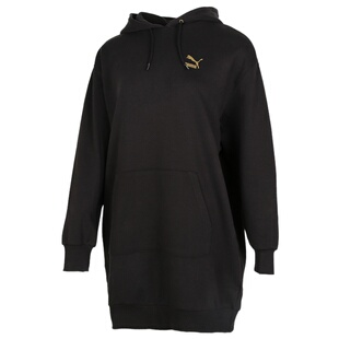 Puma彪马连衣裙女新款透气运动中长款卫衣套头衫 599165-677380