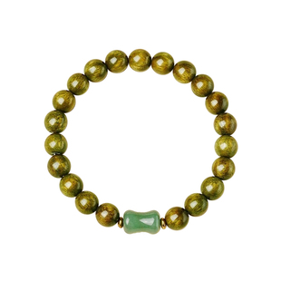 遇见普陀山绿檀木东陵玉手串男女款天然檀香佛珠木质文玩手链礼物