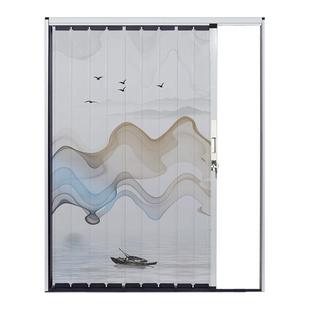 印花全铝合金折叠推拉门隐形厨房卫生间简易隔断带锁防盗平移门