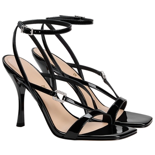CHARLES&KEITH26夏季新款SL1-60280513亮钻一字带高跟鞋气质凉鞋