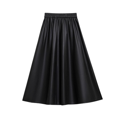 长裙黑色pu皮半身裙女秋冬复古