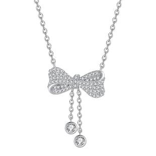 周大生流苏蝴蝶结纯银项链女S925锁骨链小众设计感送女友生日礼物