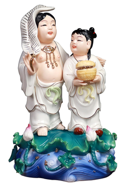 陶瓷和合二先金童玉女童子