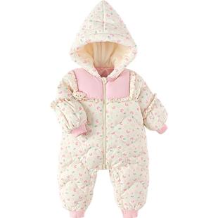 巴拉巴拉宝宝羽绒连体衣婴儿爬服秋冬季款男童女童加厚外出衣服小