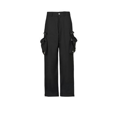 455emble裤腰翻折两穿立体口袋机能裤户外直筒长裤男女通用休闲裤