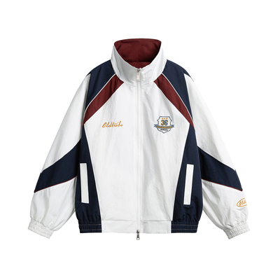 TIRED美式复古撞色拼接立领夹克