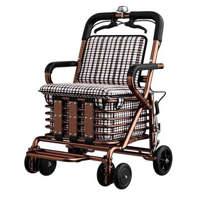 老年人代步专用手推车行走助行车购物车可推可坐可折叠买菜小拉车