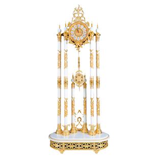 加的芙欧式落地钟客厅大摆钟家居别墅大座钟纯铜金色玉石软装之选