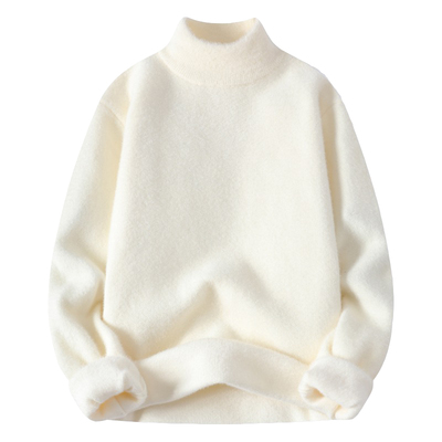 水貂绒毛衣男秋冬加绒加厚半高领