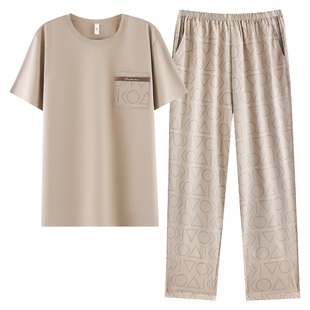 睡衣男款夏季纯棉薄款短袖长裤2026新款套头大码青少年家居服套装