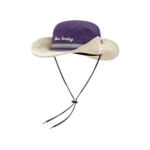 西部牛仔帽子大头围紫色户外登山帽速干防晒徒步大帽檐渔夫帽大码