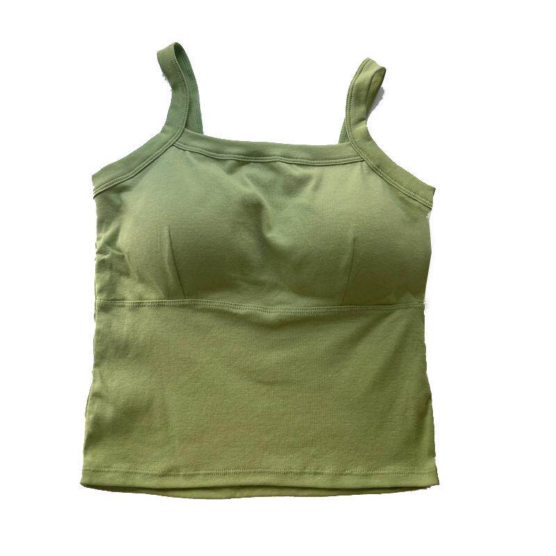 夏季背心带胸垫免穿文胸吊带一体白色内搭美背打底无痕内衣女外穿