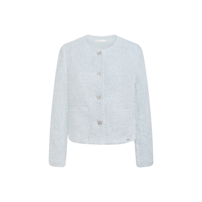 圆领绒感肌理短款小香风外套