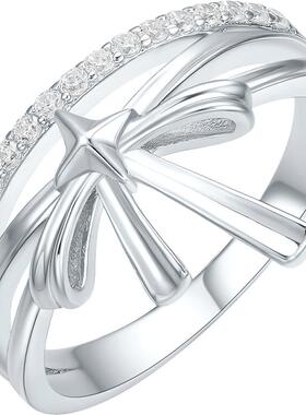 周六福戒指女蝴蝶结指环手饰S925银高级感送女友节日礼物