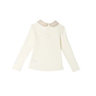 Mitti童装25冬新款女童长袖T恤宝宝加厚保暖丝绒拼接儿童翻领上衣