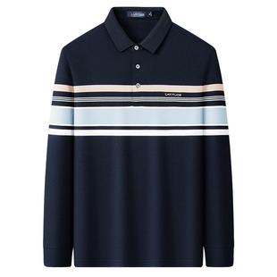 [双丝光纯棉]梦特娇25秋季男士polo衫长袖翻领珠地弹力棉T恤亲肤J