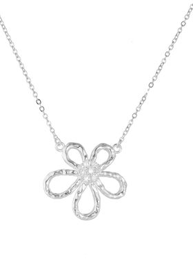 AHCHOO 静奢冷淡风925纯银手工肌理感花朵项链气质锁骨链小众气质