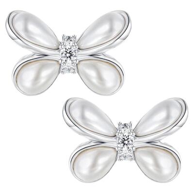 YVMIN尤目x SHUSHUTONG 人造珍珠蝴蝶花基础耳钉耳环生日礼物