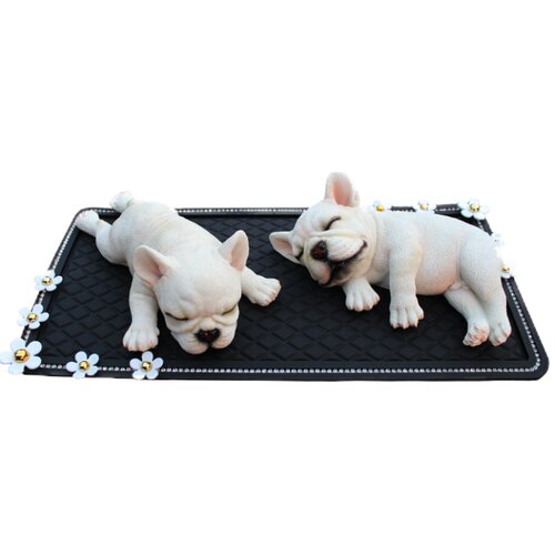 仿真狗汽车摆件可爱斗牛犬幼犬模型创意车载饰品宠物狗车内小动物