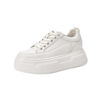 卡迪娜2025新款真皮舒适松糕厚底小白鞋休闲鞋KCM251906