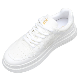 韩版厚底小白鞋男款时尚拼色系带休闲板鞋轻奢男士头层牛皮男鞋潮