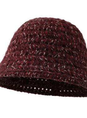 秋冬加厚保暖显脸小针织渔夫帽