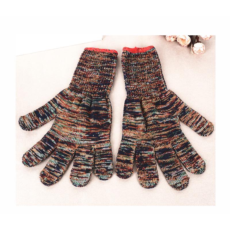 劳保手套花色尼龙耐磨加长手腕加厚线手套工作工业不掉毛手套包邮