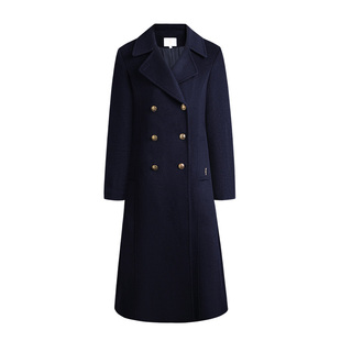 Navigare意大利小帆船全羊毛长款毛呢大衣女2025秋季新款时尚外套